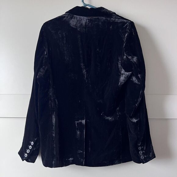 Sundance Monte Rosa Blazer Womens 6 Black Velvet Button Floral Jacket Silk NEW - Picture 3 of 15